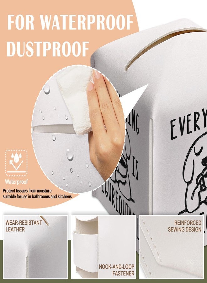 AWSICE Tissue Box Gifts with Leather Cover Square, Cute Dog Print Gifts Ideas for Family Friends, Everything is Figureoutable, Bathroom Office Desk Decor, New Home Favor-(5.2 Inches) A51 - Image 3